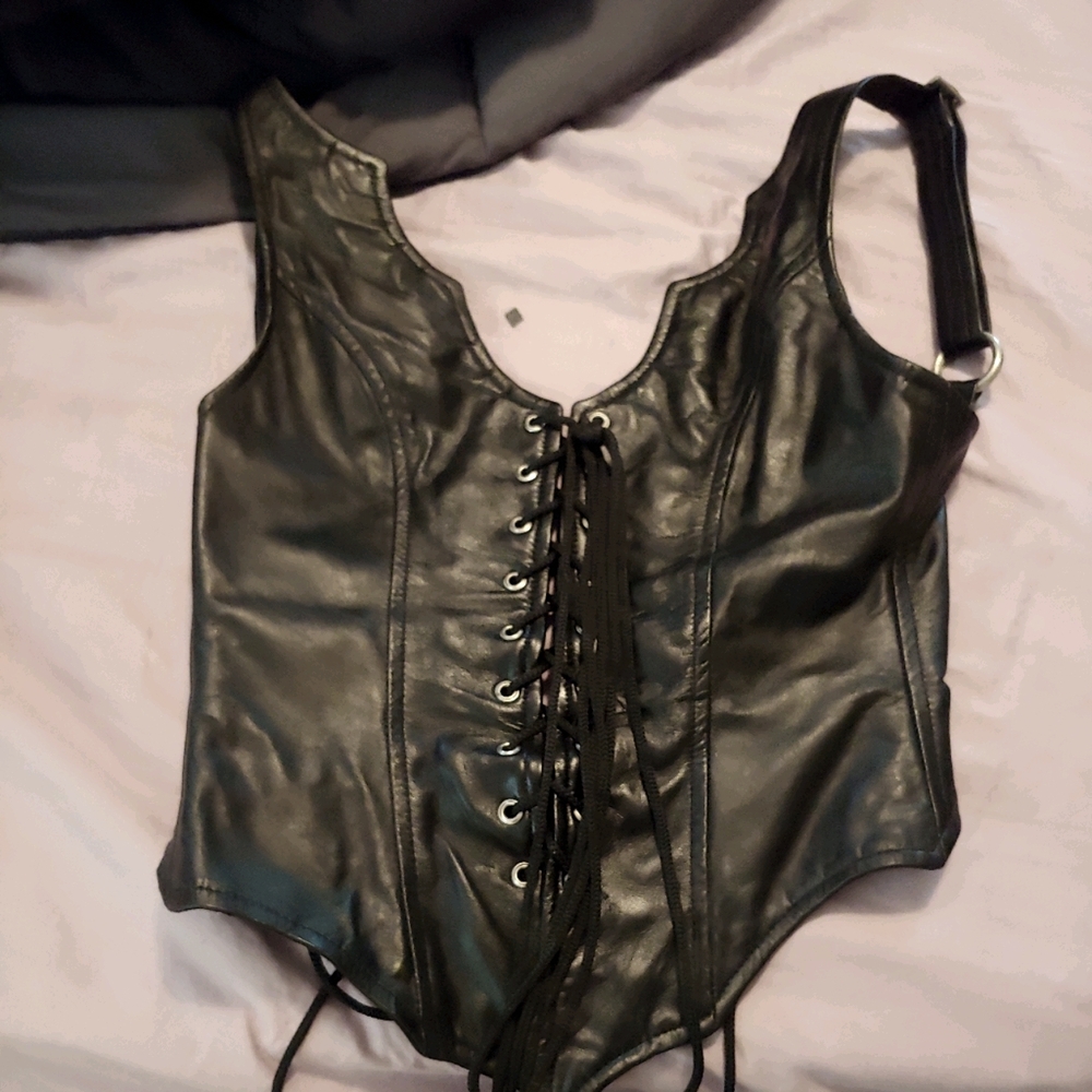 Black corset real leather!